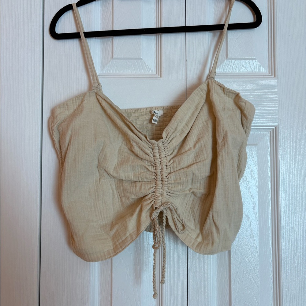 Aerie Beige Ruched Camisole Top
